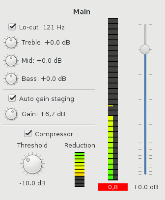 Nageru expanded audio control view